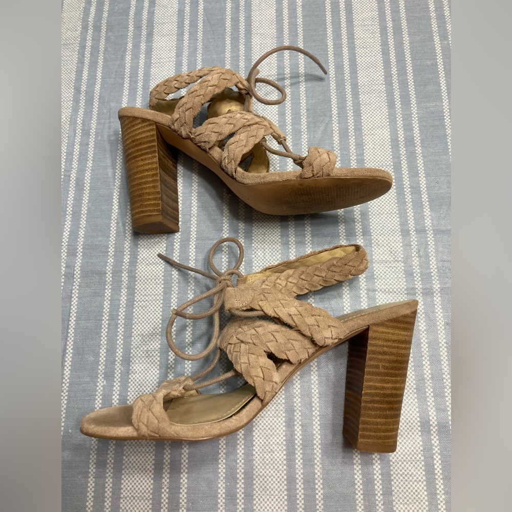 BCBGeneration nude colored chunky heels.